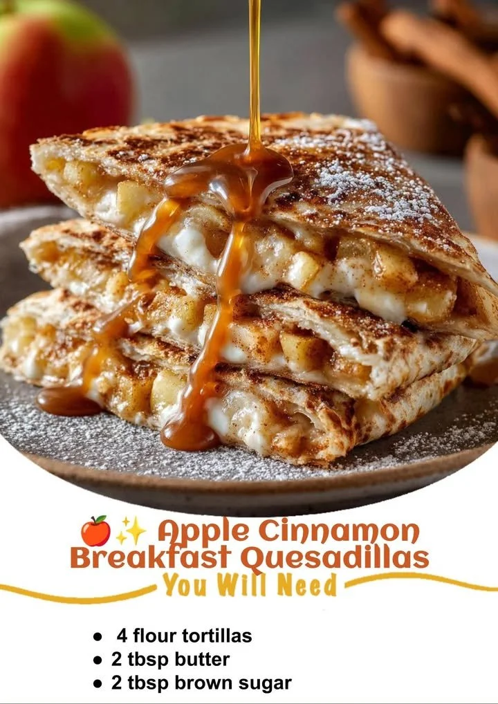 Apple cinnamon breakfast quesadillas served on a plate
