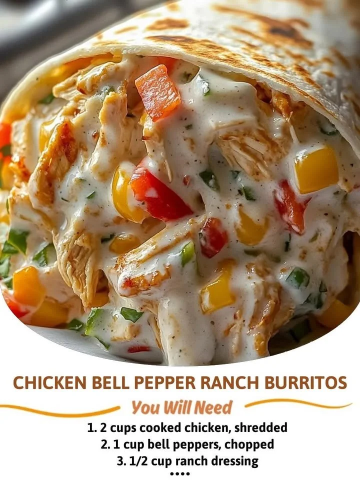 Chicken Bell Pepper Ranch Burritos with fresh ingredients and zesty flavors