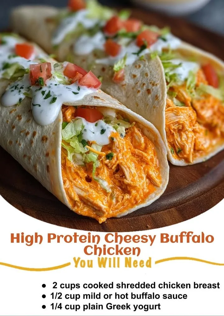 High protein cheesy buffalo chicken dish served on a plate