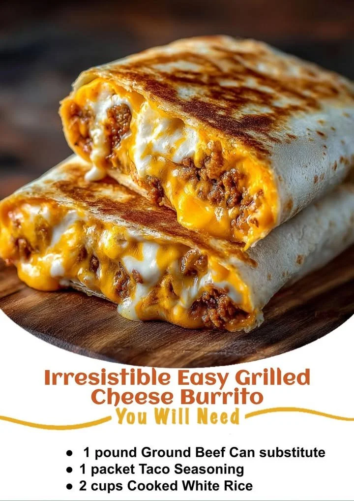 Delicious grilled cheese burrito filled with melted cheese and crispy edges