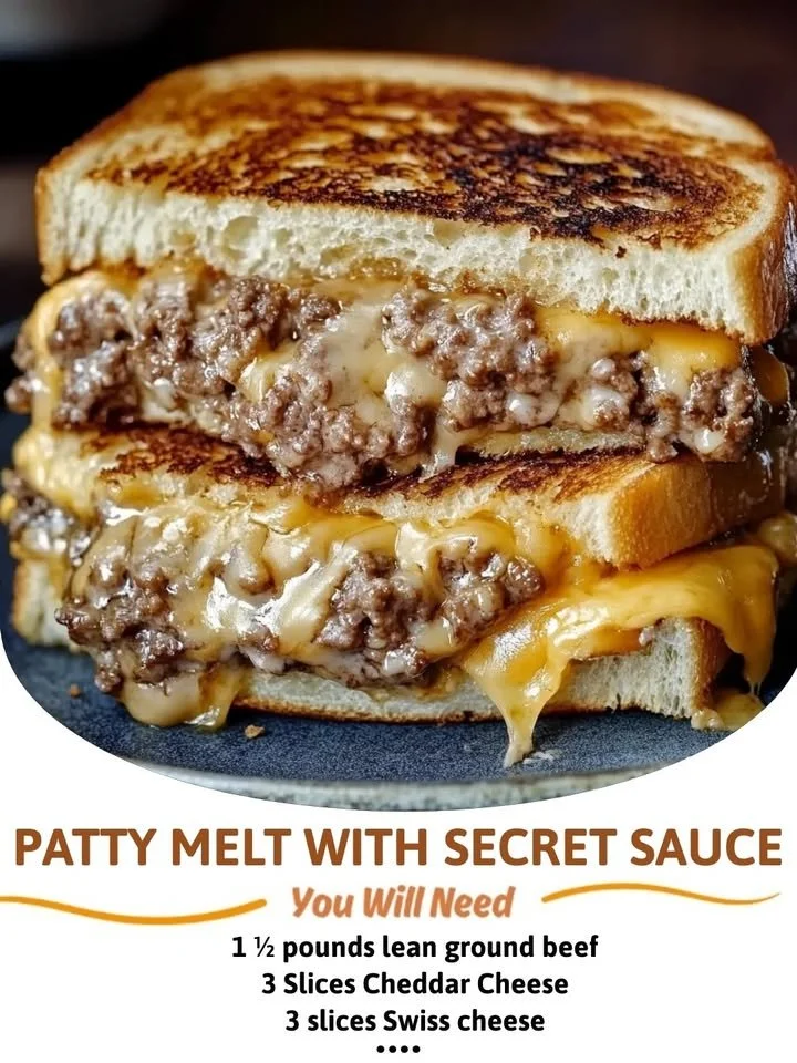 Delicious patty melt with secret sauce served on grilled bread
